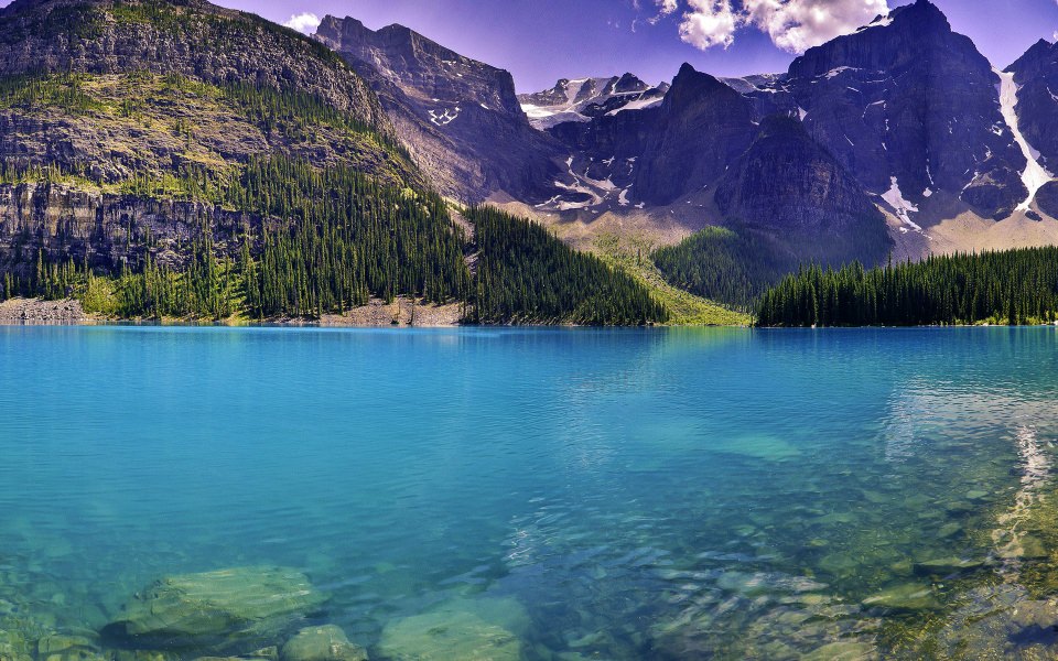 Download Blue Lake Tall Mountain wallpaper
