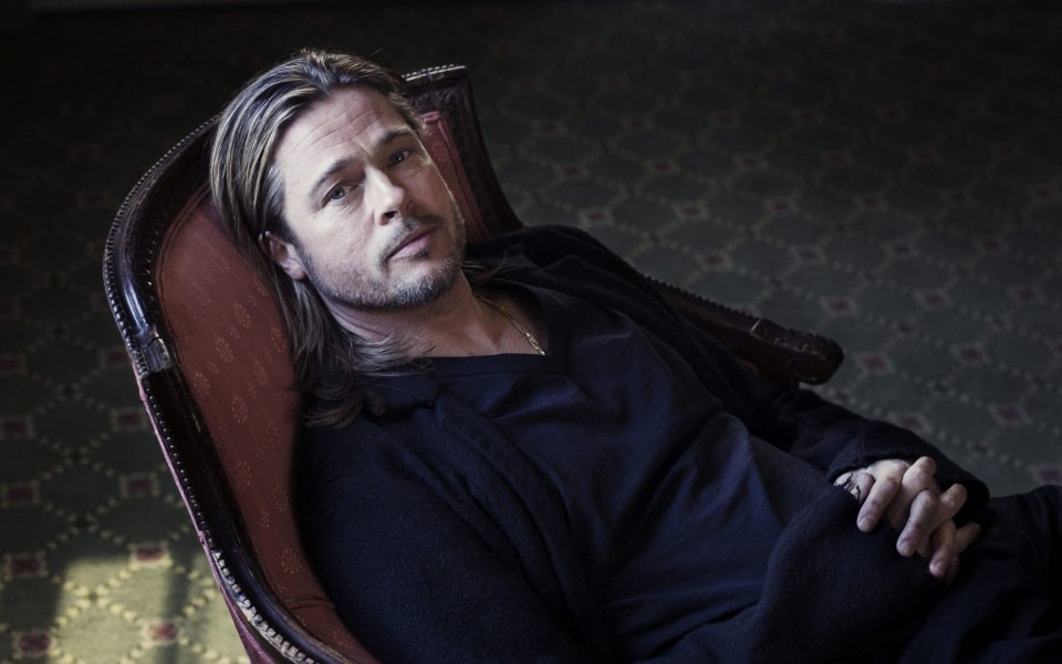 Download Brad Pitt On Chair wallpaper