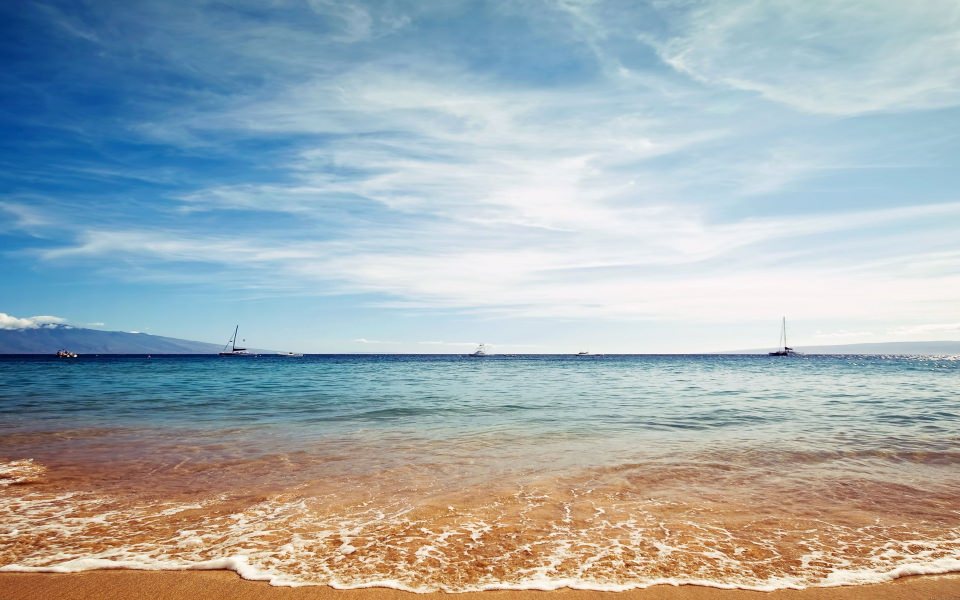 Download Calm Sea Beach Blue Sky wallpaper