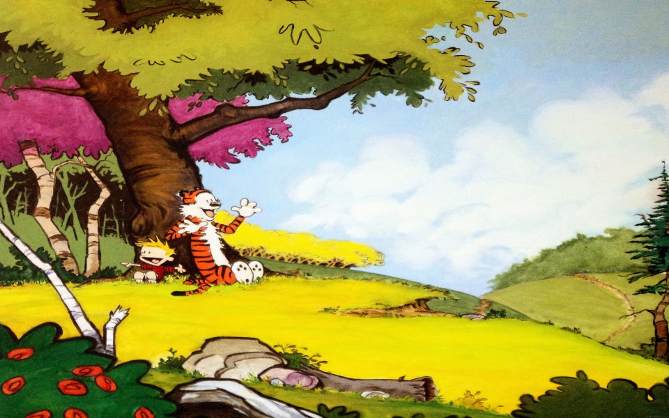 Download Calvin And Hobbes Excitement wallpaper