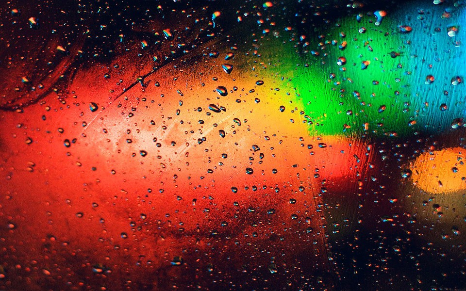 Download Colourful Lights With Rain Drops wallpaper