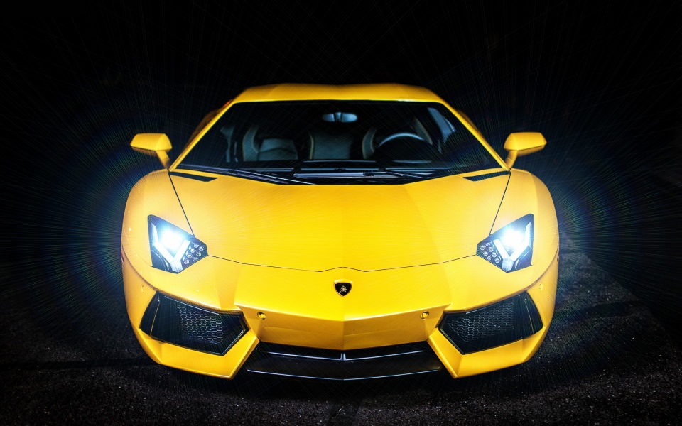 Download Front View Yellow Lamborghini wallpaper