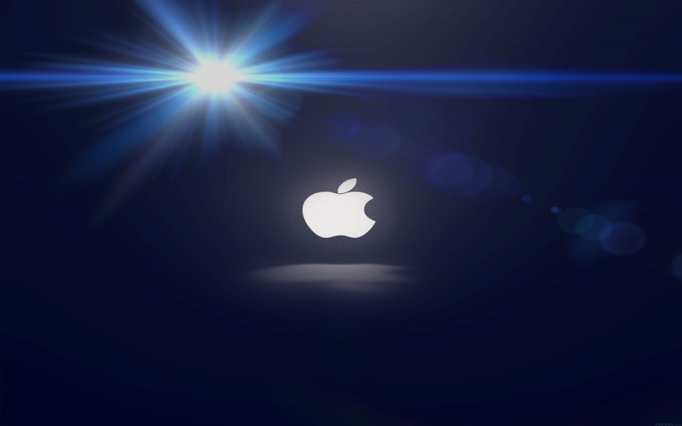 Download Glowing Apple Logo From Light Behind wallpaper