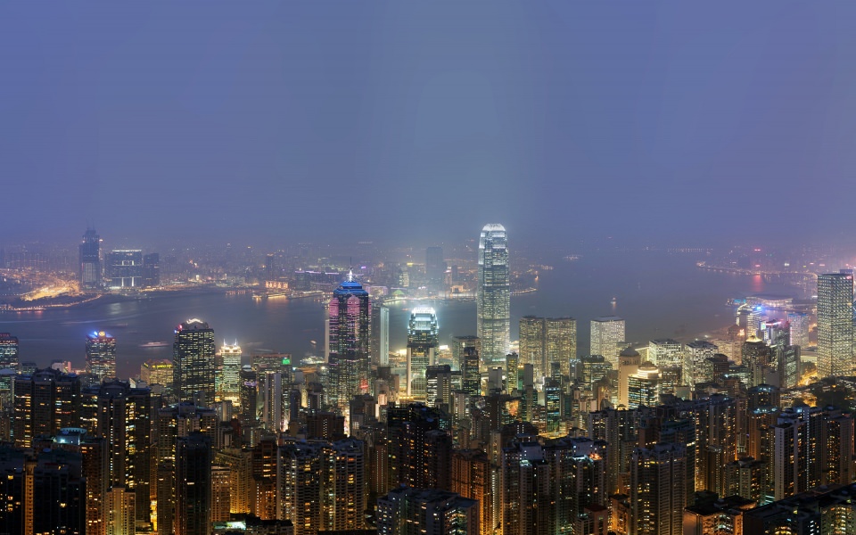 Download Hong Kong Lit Up At Night wallpaper