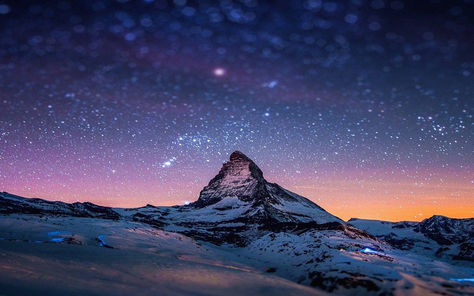 Download Mountain Peak With Stars wallpaper