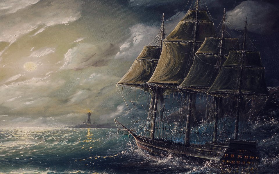Download Pirate Ship Painting wallpaper