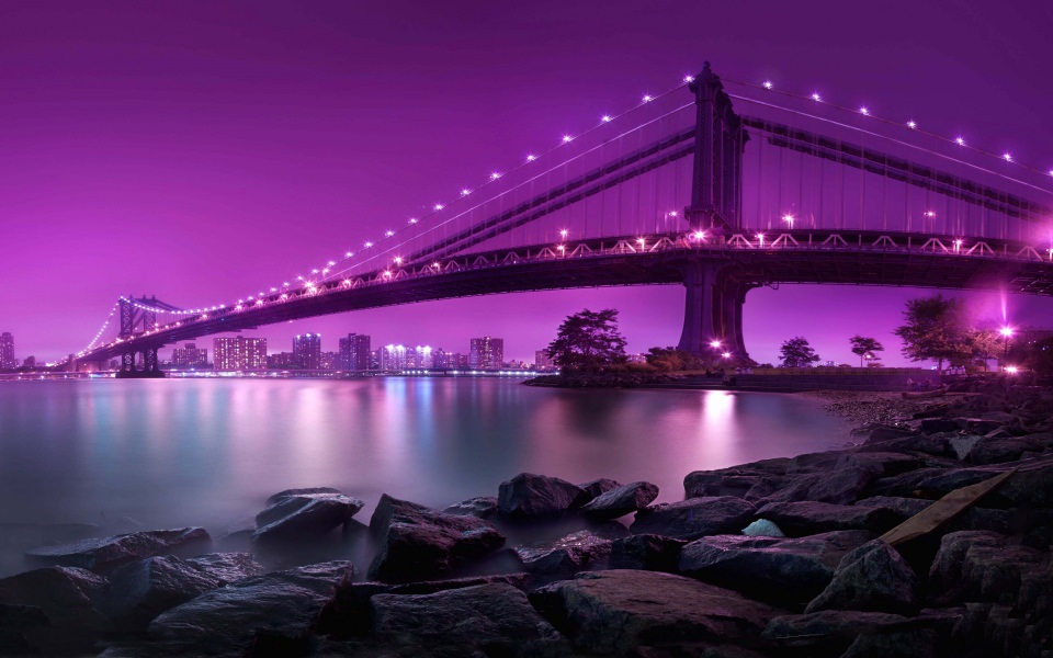 Download Purple Brooklyn Bridge wallpaper