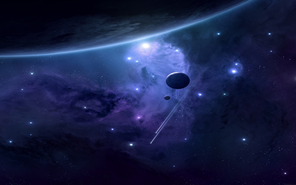 Download Purple Galaxy Planet Stars wallpaper