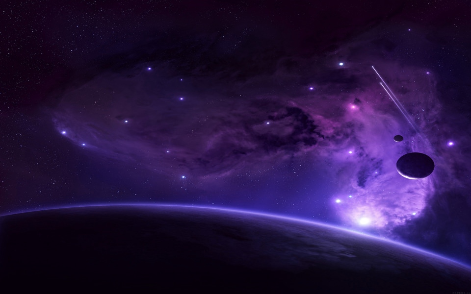 Download Purple Galaxy Smoke Planets Stars wallpaper