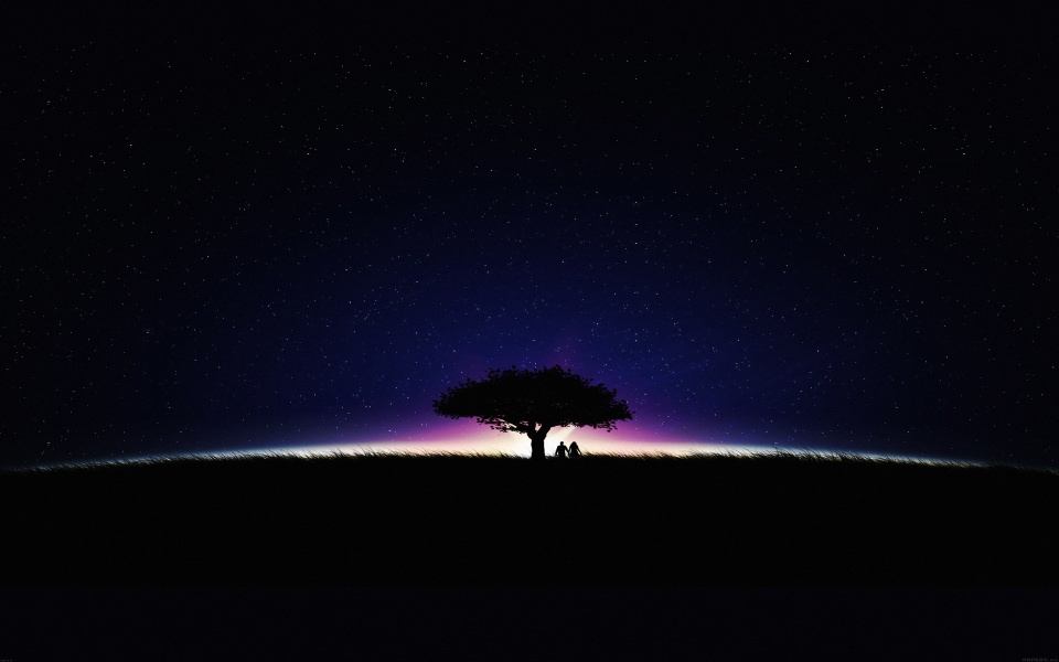 Download Purple Light Couple Under Tree wallpaper