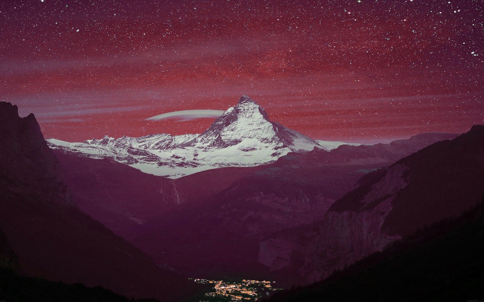 Download Purple Night White Mountain wallpaper