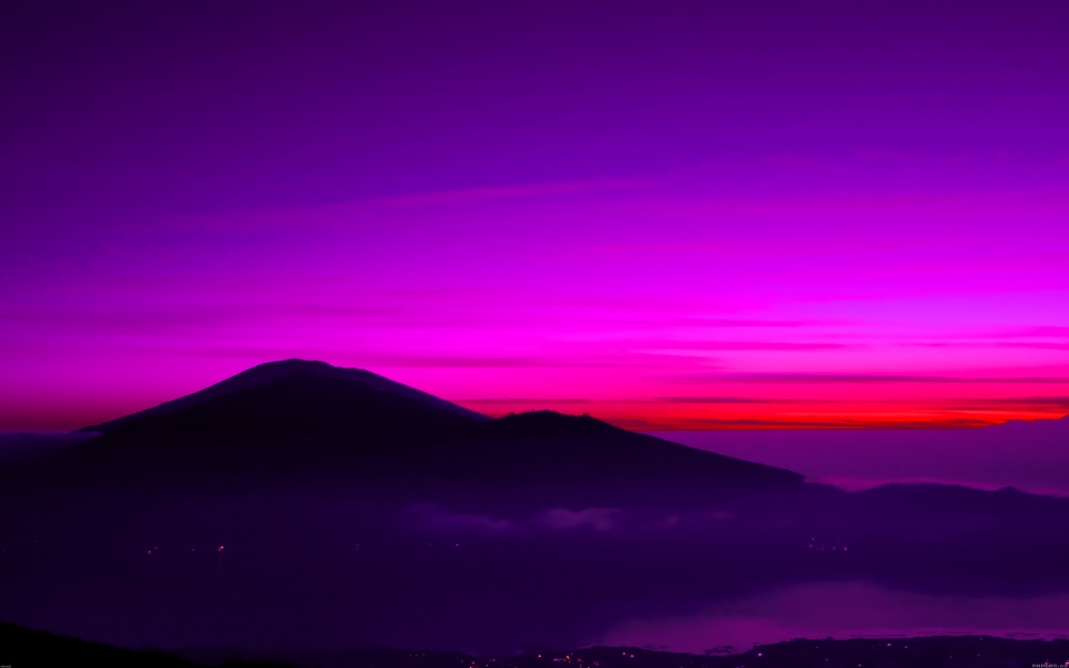 Download Purple Sunset Behind Mountain Wallpaper 