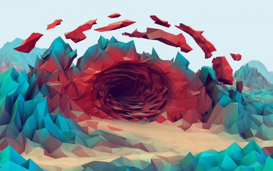 Download Red Blue 3D Shape Cave wallpaper