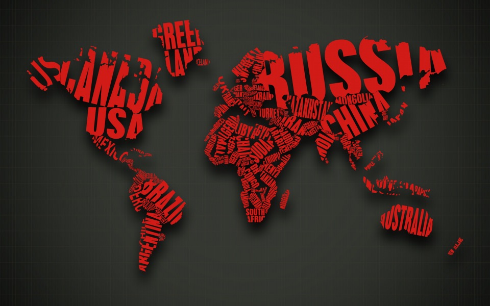 Download Red World Map Typogr[hy wallpaper