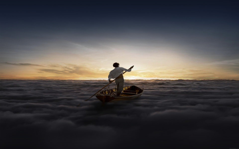 Download Single Man Rowing Clouds wallpaper