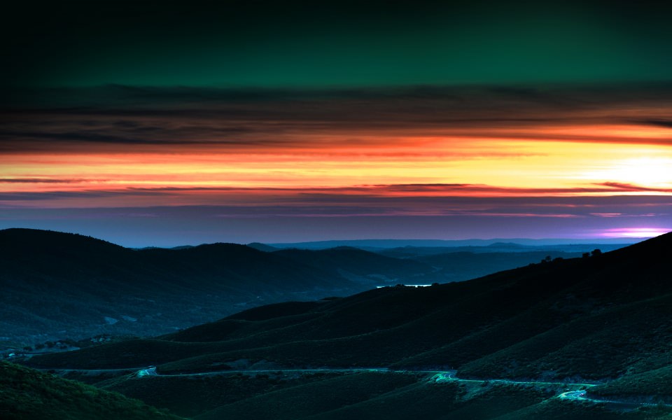 Download Sunset Landscape View Across Mountains wallpaper