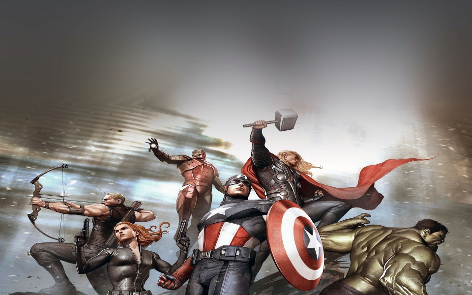 Download The Avengers Comic Action Illustration wallpaper