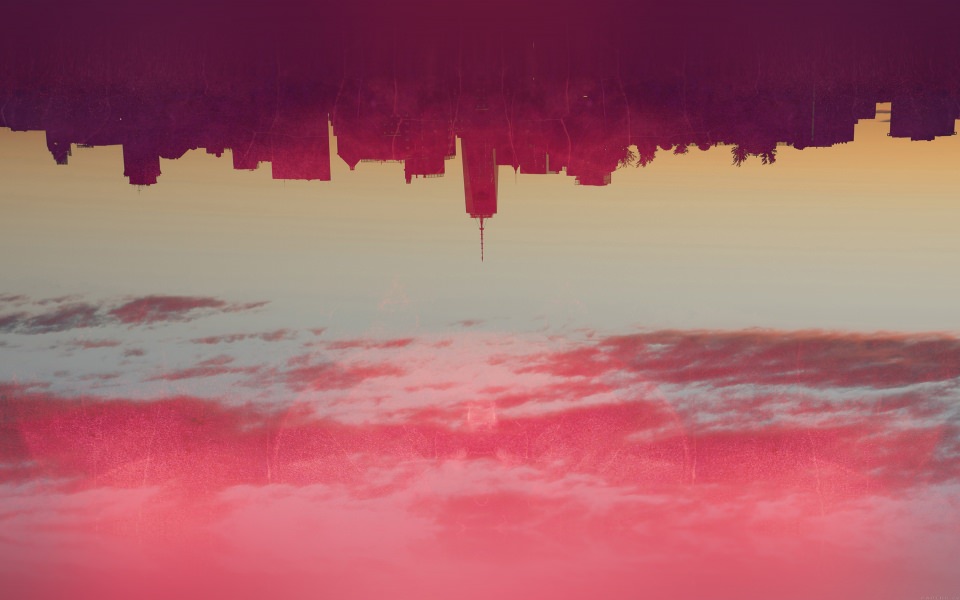 Download Upside Down City And Clouds wallpaper