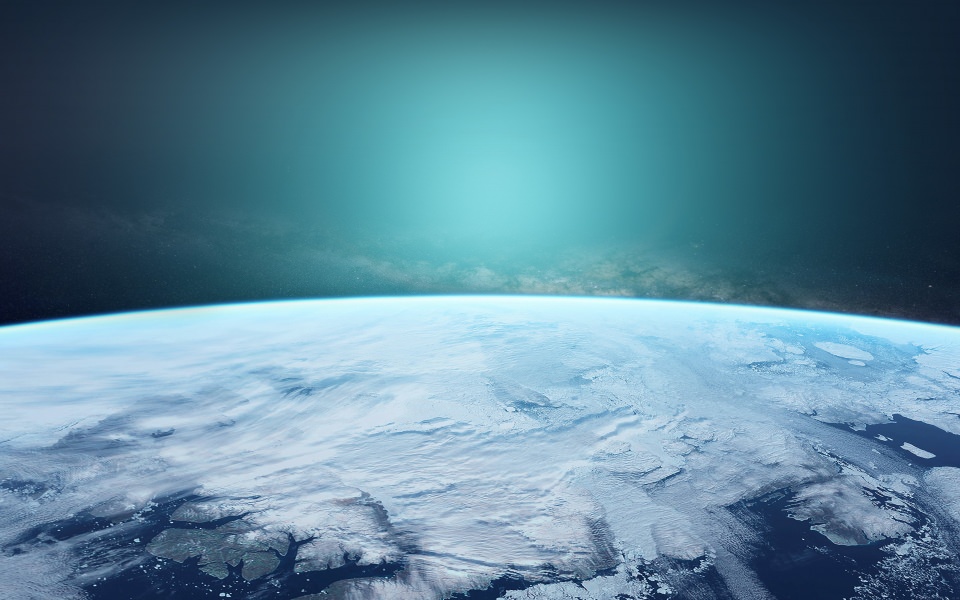 Download View Over Icy Planet wallpaper