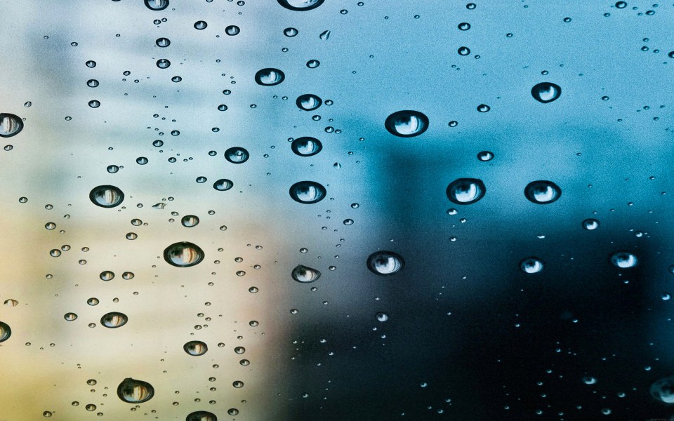 Download Water Droplets on Blue City Window wallpaper