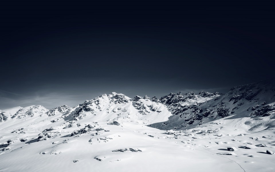 Download White Snowy Hills Dark Sky wallpaper