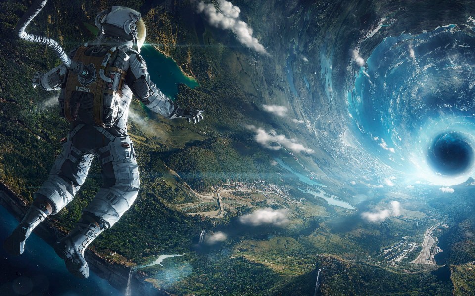 Download Astronaut Looking at Earth wallpaper