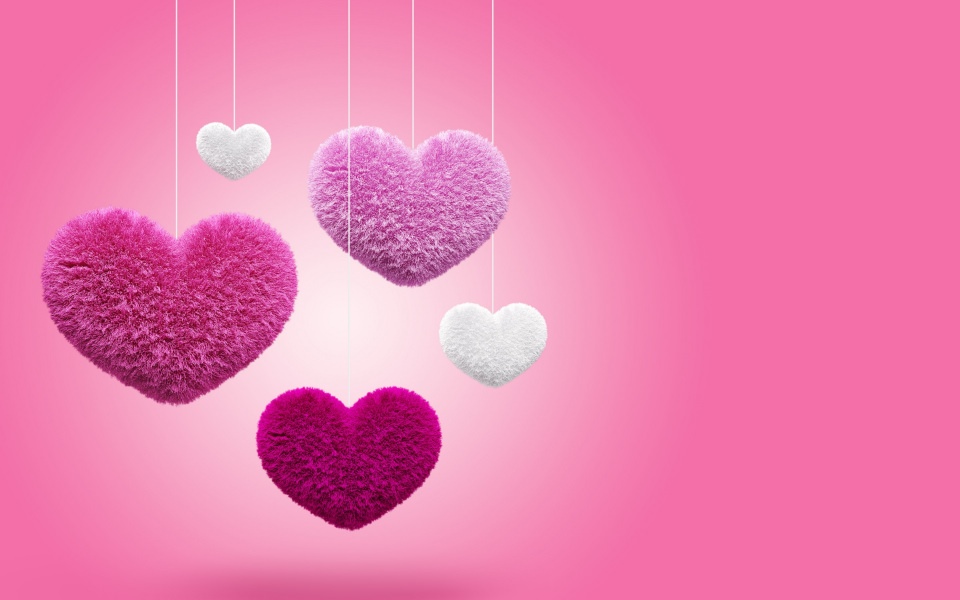 Download Pink Fluffy Hearts wallpaper