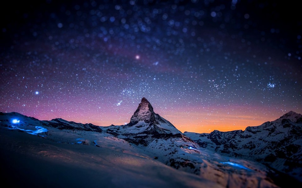 Download Starry Night Over The Matterhorn wallpaper
