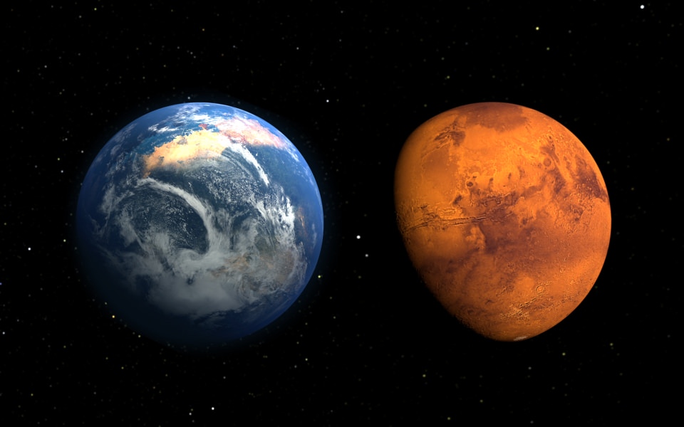 Download Earth And Mars wallpaper