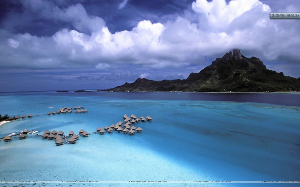 Download Aerial View Of The Island Of Bora Bora French Polynesia wallpaper
