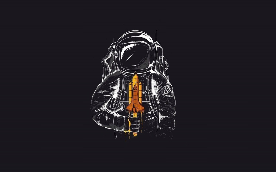 Download cosmonaut shuttle suit humor art minimalism wallpaper