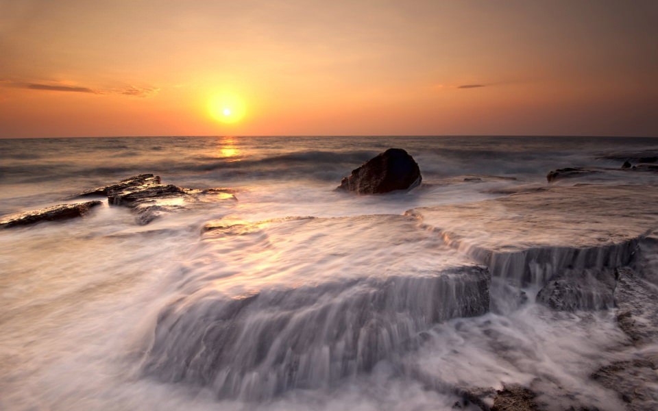 Download cyprus evening sun orange sunset sea coast wallpaper