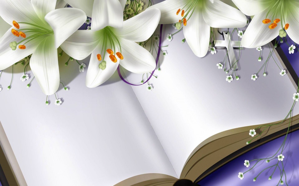 Download Easter Lilies on Bible wallpaper
