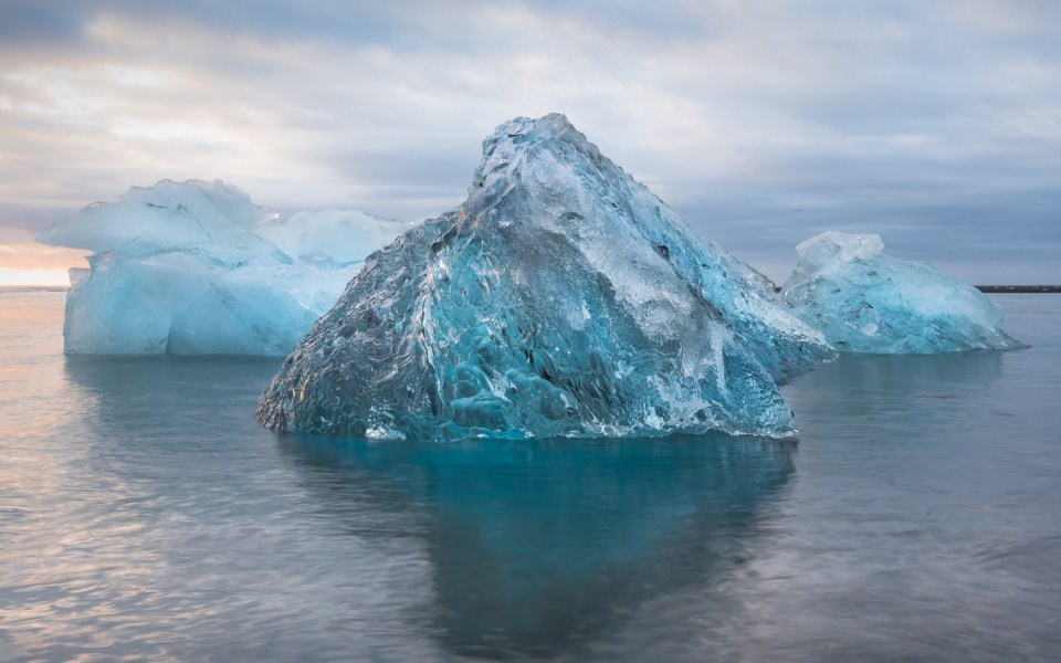 Download Icebergs Antarctica sunset sea south pole wallpaper