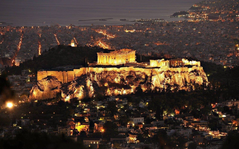 Download Parthenon At Night Athens Greece wallpaper