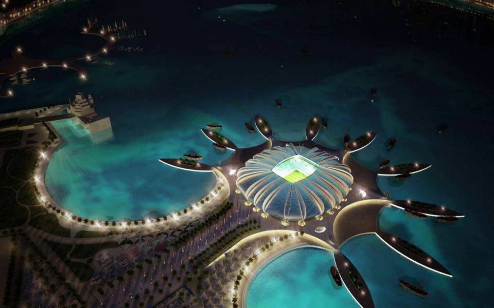 Download Qatar Football Stadium Cool Architecture wallpaper