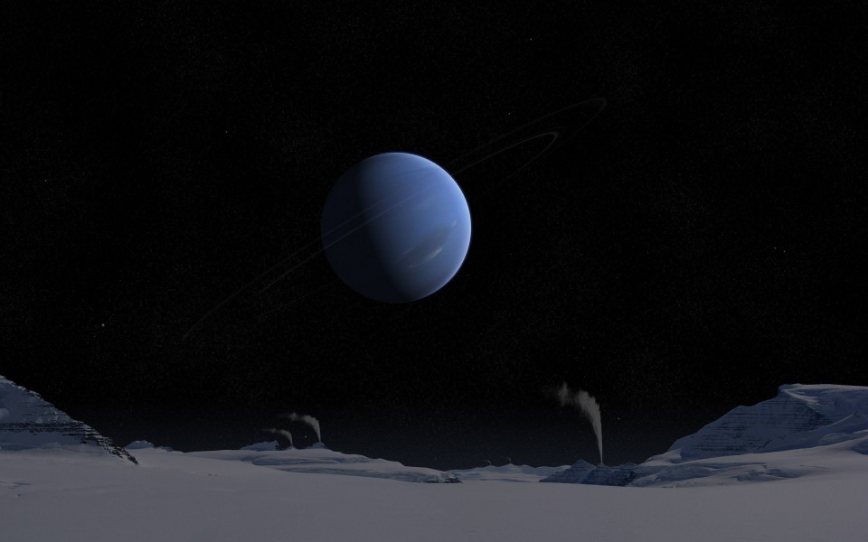 Download Space Universe Planet Neptune CGI Stars Dark wallpaper