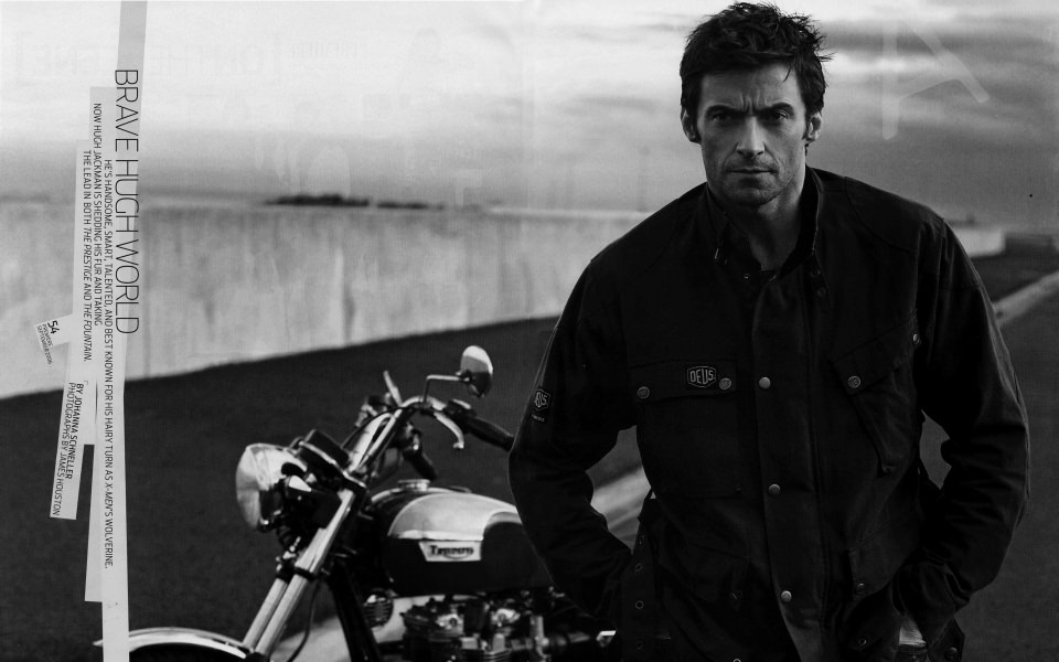 Download Hugh Jackman Black And White Pictures wallpaper