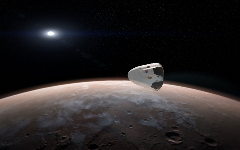 Download SpaceXs Dragon Orbits Mars wallpaper