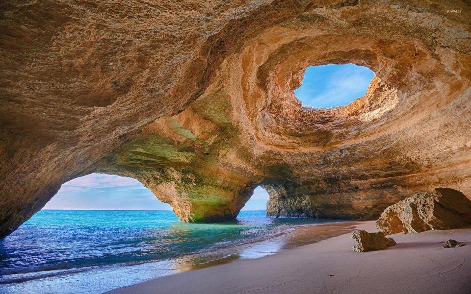 Download Algarve caves Portugal 4K Wallpaper 