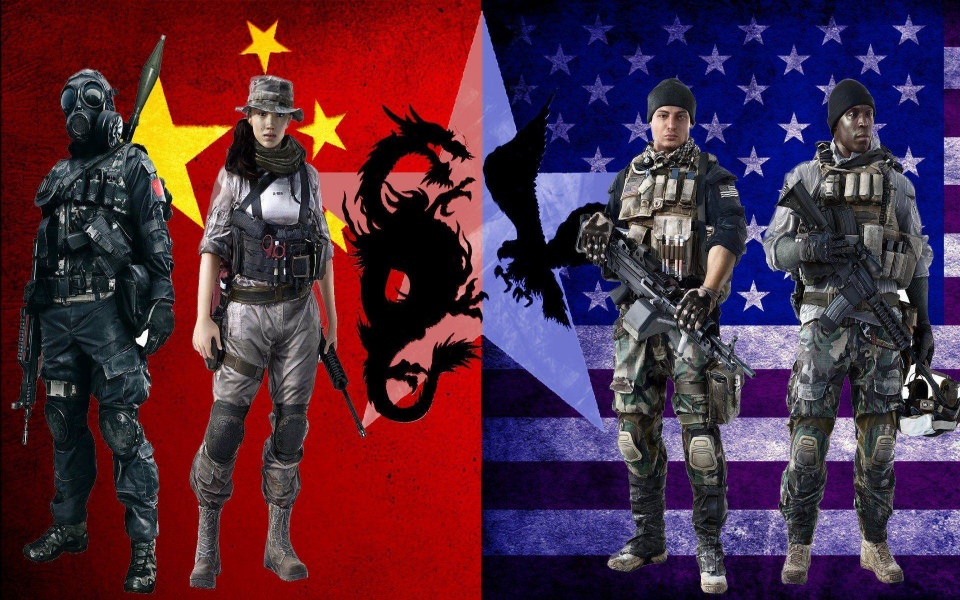 Download China VS USA Flag Minimalist 4k HD 2020 wallpaper