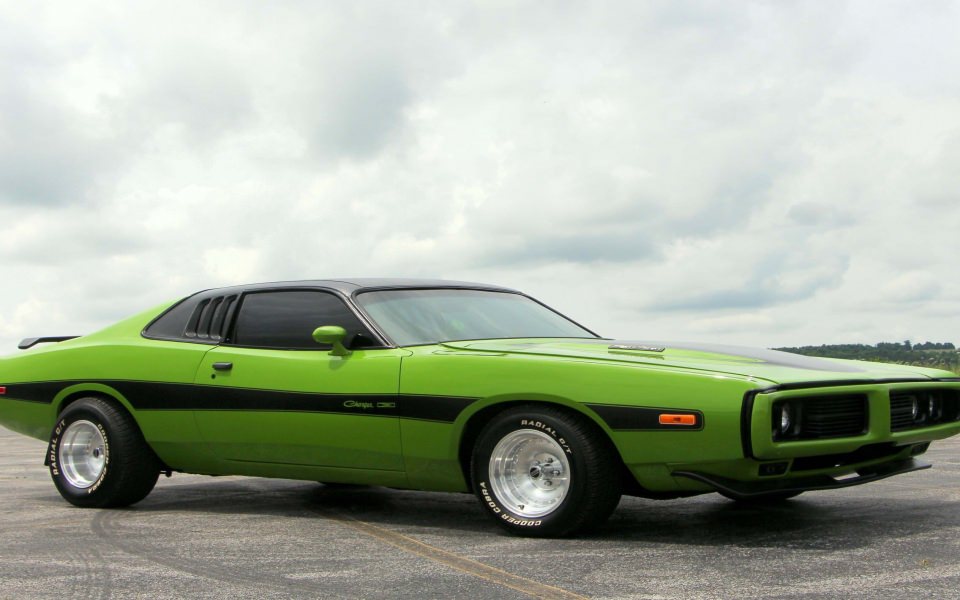 Download Dodge Charger 1974 Green 4K wallpaper