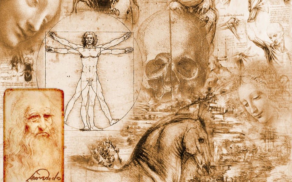 Download Leonardo Da Vinci Vitruvian Man 4K wallpaper
