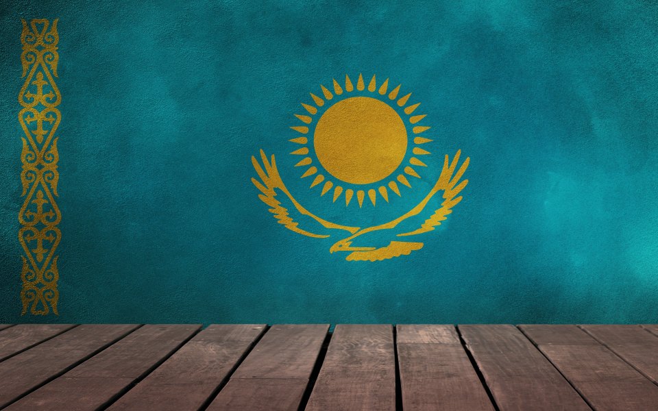 Download Minimalist flag of kazakhstan 4K wallpaper
