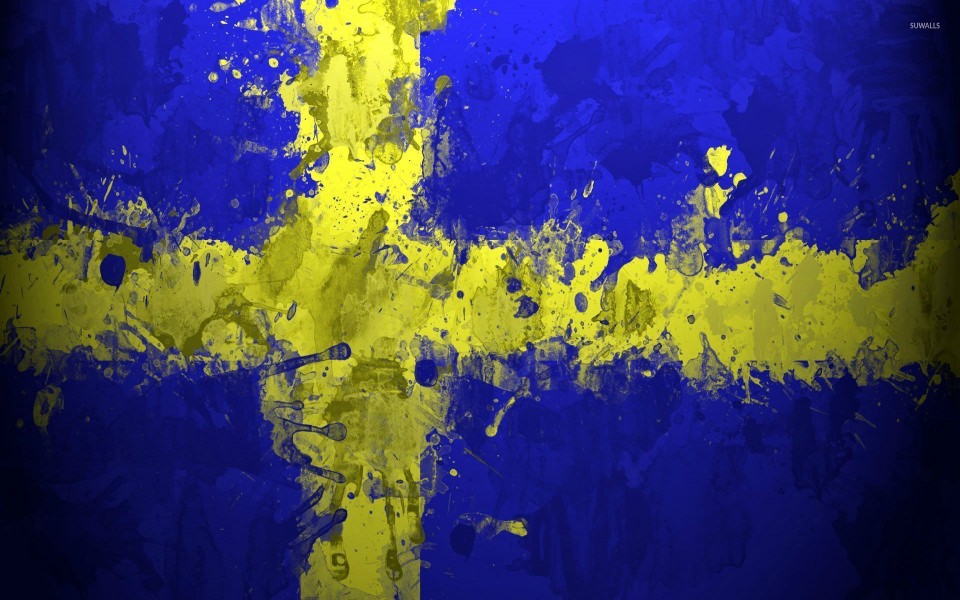 Download Paint drops on the flag of Sweden 4K HD wallpaper