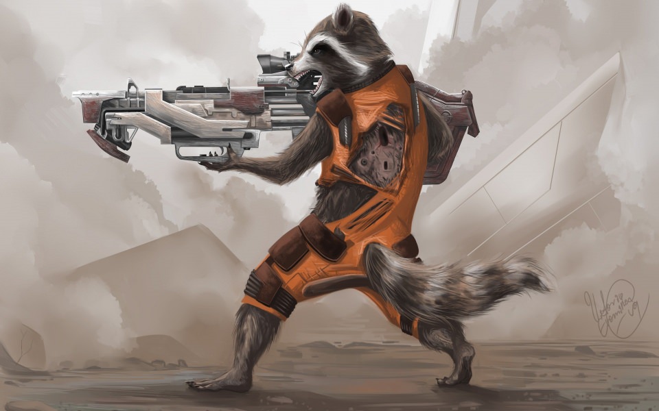 Download Rocket Raccoon Superhero 4K wallpaper