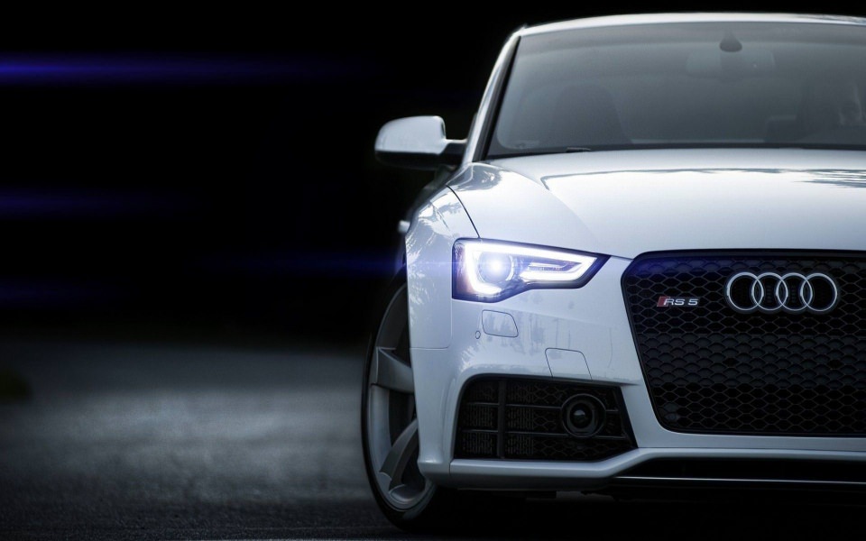 Download Audi RS5 White Xenon Lights Car Luxury 4K HD wallpaper