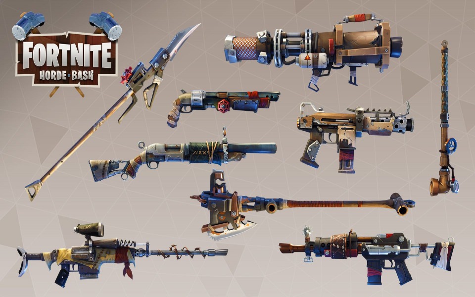 Download Fortnite Weapons iPhone Android 5K wallpaper
