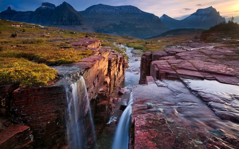 Download Glacier National Park Montana Triple Falls 4K HD wallpaper