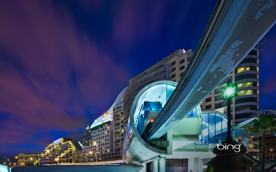 Download Monorail Darling Harbour Sydney HD 4K iPhone Mobile Phone wallpaper